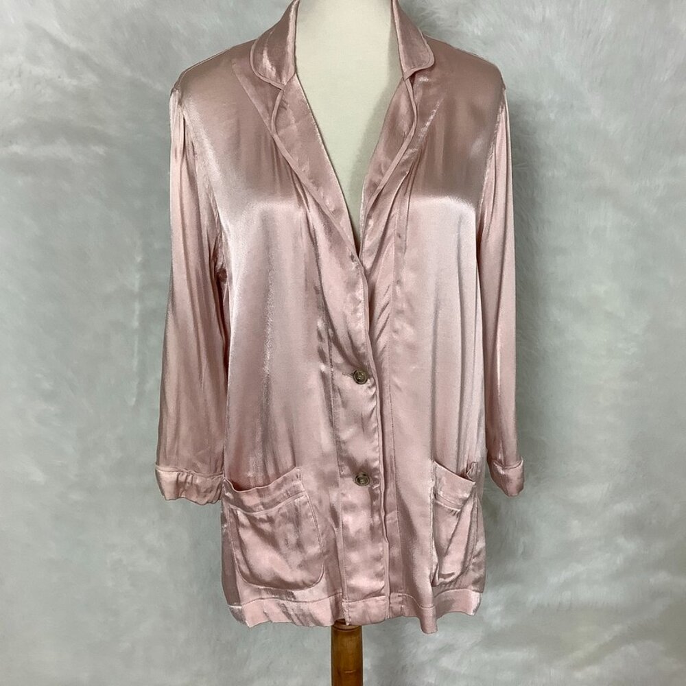 Xirena Pink Satin Jules Unstructured Blazer Jacket S